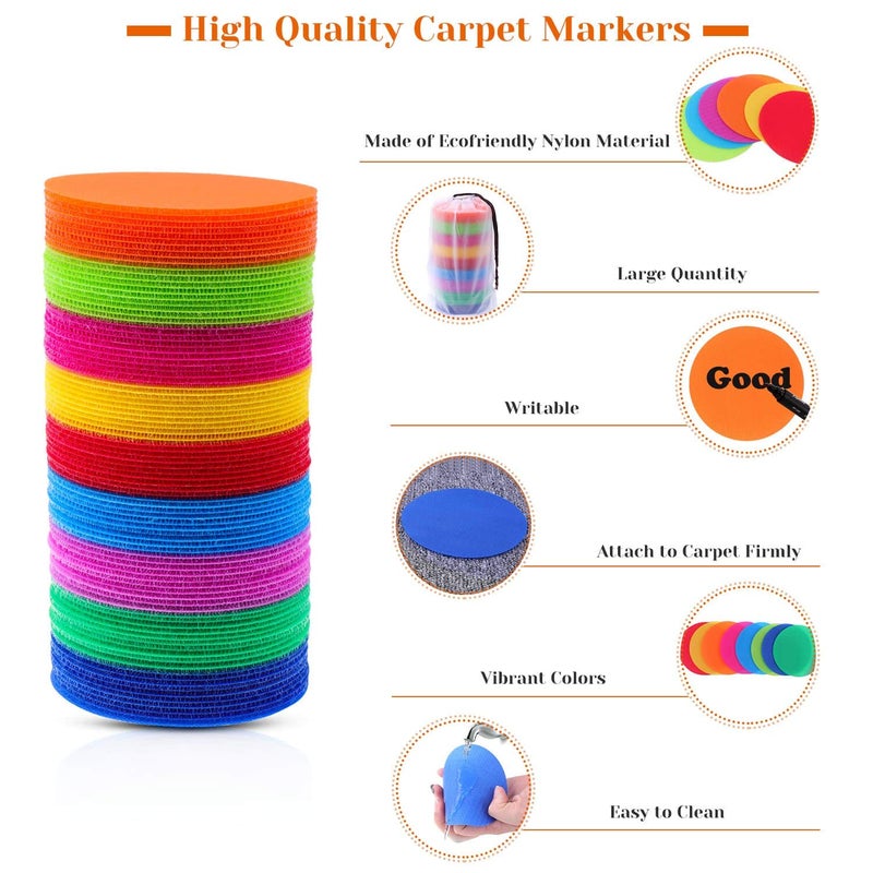 shynek 90 Pcs Carpet Markers Floor Dots, Shynek Carpet Dots for Classroom Carpet Markers for Teacher Supplies Elementary School Kindergarten Daycare Classroom Decoration - Image 3